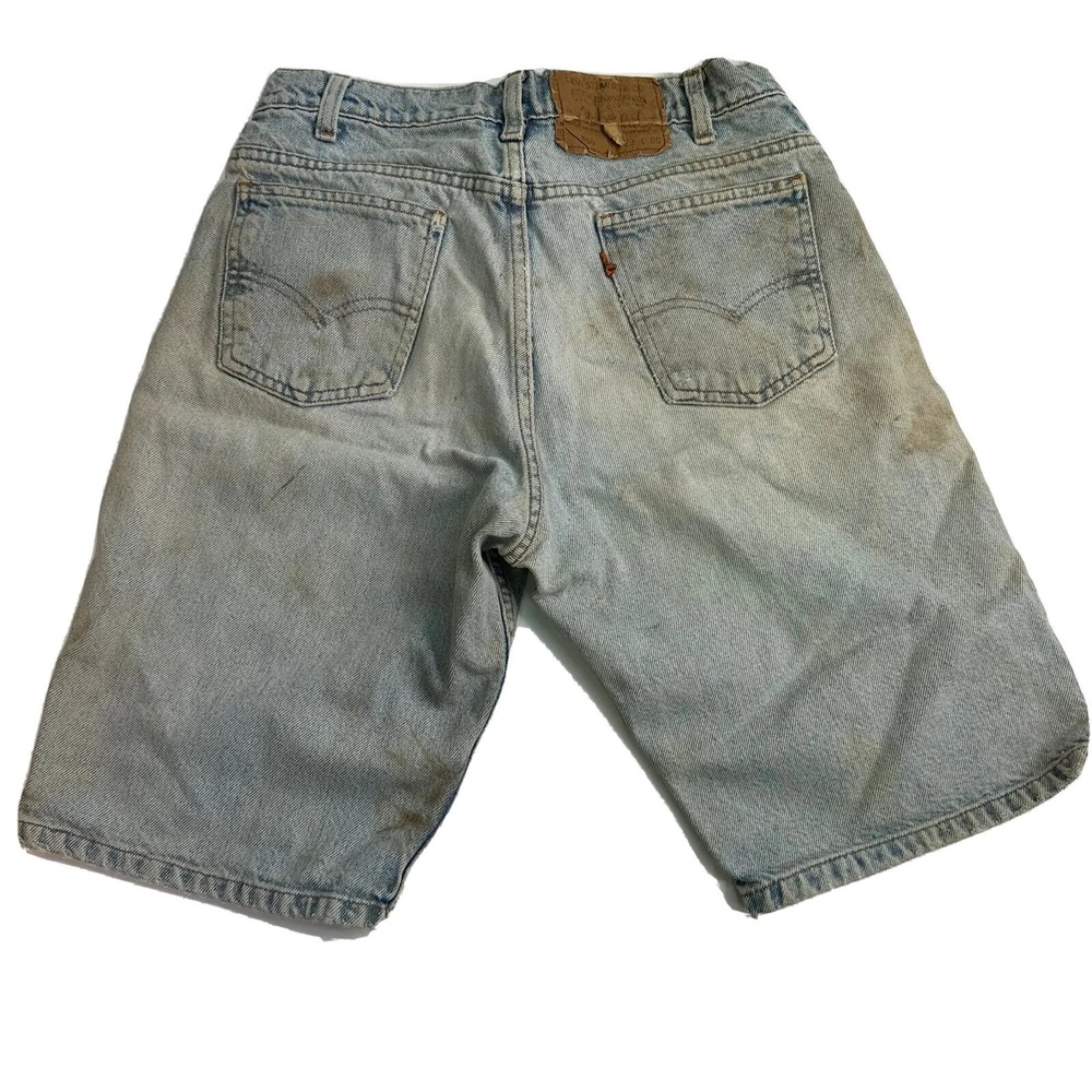 VTG Levis 550 Denim Shorts Mens 29 Blue Light Wash Orange Tab Regular Fit Cotton
